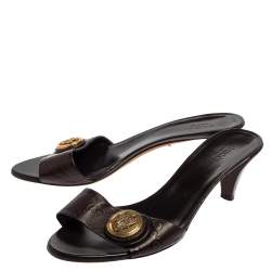 مملوكة مسبقًا Gucci Brown Guccissima Leather Hysteria Slide Sandals Size 37