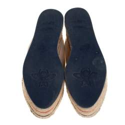 Pre Owned Gucci Cream Canvas Logo Platform Espadrilles Size 36.5