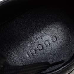 مملوكة مسبقًا حذاء رياضي غوتشي جلد غوتشيسيما أسود نمط ويب عنق منخفض مقاس 38