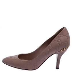 Pre Owned حذاء كعب عالي غوتشي جلد غوتشيسيما وردي