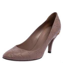 Pre Owned حذاء كعب عالي غوتشي جلد غوتشيسيما وردي