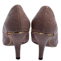 Pre Owned حذاء كعب عالي غوتشي جلد غوتشيسيما وردي