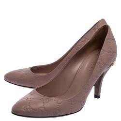 Pre Owned حذاء كعب عالي غوتشي جلد غوتشيسيما وردي