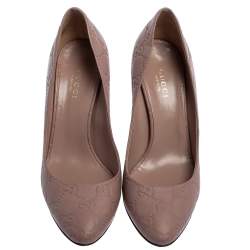 Pre Owned حذاء كعب عالي غوتشي جلد غوتشيسيما وردي