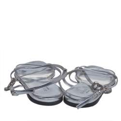 Pre Owned صندل غوتشى فلات سير جلد فضى مقاس 36