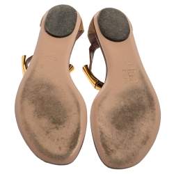 مملوكة مسبقًا Gucci Brown Suede And Leather Tess Horsebit Thong Sandals Size 40