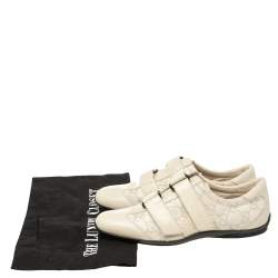مملوكة مسبقًا Gucci Cream Guccissima Leather Velcro Sneakers Size 36