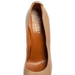 Gucci Beige Leather Round Toe Platform Pumps Size 35.5