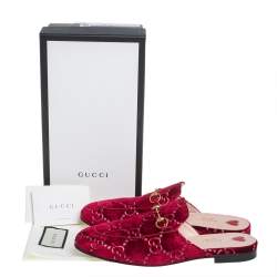 مملوكة مسبقًا Gucci Red Velvet GG Princetown Mules Size 41