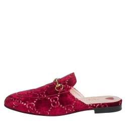 مملوكة مسبقًا Gucci Red Velvet GG Princetown Mules Size 41
