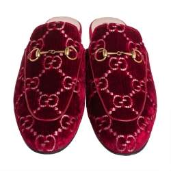 مملوكة مسبقًا Gucci Red Velvet GG Princetown Mules Size 41