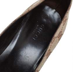 Pre Owned حذاء كعب عالي غوتشي مزين شعار الماركة جلد و كانفاس جي جي بيج