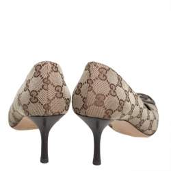 Pre Owned حذاء كعب عالي غوتشي مزين شعار الماركة جلد و كانفاس جي جي بيج