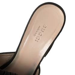 Pre Owned Gucci Black Suede GG Marmont Fringe Slide Sandals Size 39