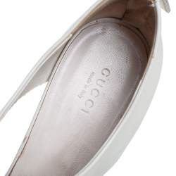 مملوكة مسبقًا Gucci White Leather Cut Out Peep Toe Platform Booties Size 39