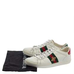 مملوك ة مسبقًا Gucci White Leather And Canvas Ace Sneakers Size 38