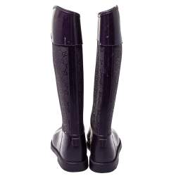 Pre Owned Gucci Purple GG Embossed Rubber Rain Boots Size 41