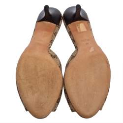 مملوكة مسبقًا Gucci Brown GG Canvas Horsebit Slide Sandals Size 41