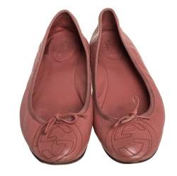 مملوكة مسبقًا Gucci Pink Leather Slip On Ballet Flats Size 40