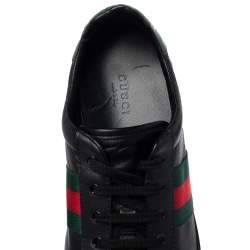 مملوكة مسبقًا Gucci Black Leather Web Ace Low Top Sneaker Size  39
