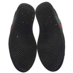 مملوكة مسبقًا Gucci Black Leather Web Ace Low Top Sneaker Size  39