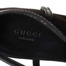 مملوكة مسبقًا صندل غوتشي قفصي جلد وسويدي أسود مقاس 39