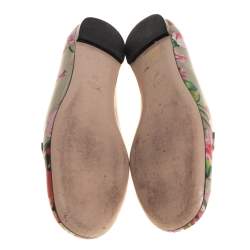 Pre Owned Gucci Multicolor Floral Printed Leather Blooms Ballet Flats Size 36