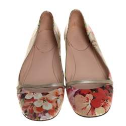 Pre Owned Gucci Multicolor Floral Printed Leather Blooms Ballet Flats Size 36
