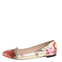 Pre Owned Gucci Multicolor Floral Printed Leather Blooms Ballet Flats Size 36