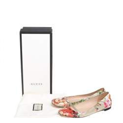 Pre Owned Gucci Multicolor Floral Printed Leather Blooms Ballet Flats Size 36