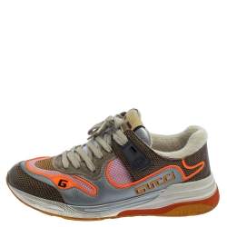 Gucci Multicolor Mesh And Leather Ultrapace Low Top Sneakers Size 38