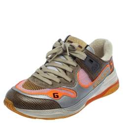 Gucci Multicolor Mesh And Leather Ultrapace Low Top Sneakers Size 38