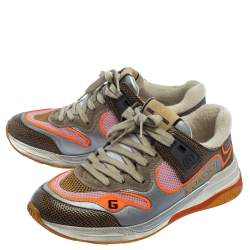 Gucci Multicolor Mesh And Leather Ultrapace Low Top Sneakers Size 38