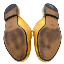 Pre Owned Gucci Metallic Gold Leather Princetown Mule Sandals Size 38