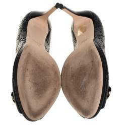 Pre Owned حذاء كعب عالي غوتشي جلد غوتشيسيما بني هورسبيت مقدمة مفتوحة مقاس 37