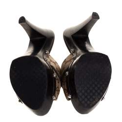 مملوكة مسبقًا Gucci 'GG' Monogram Canvas 'Icon Bit' Wooden Clog Slides Size 36