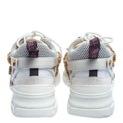 Gucci White Leather And Mesh Flashtrek Removable Crystals Sneaker Size 40 