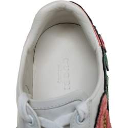 Pre Owned Gucci White Floral Embroidered Leather Ace Low Top Sneakers Size 36