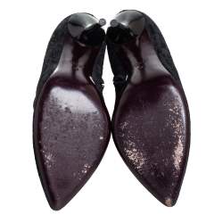 Pre Owned حذاء بوت كاحل غوتشي مزين سحاب سويدي أسود مقاس 38