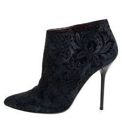 Pre Owned حذاء بوت كاحل غوتشي مزين سحاب سويدي أسود مقاس 38