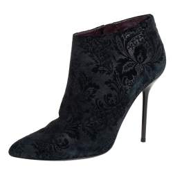 Pre Owned حذاء بوت كاحل غوتشي مزين سحاب سويدي أسود مقاس 38