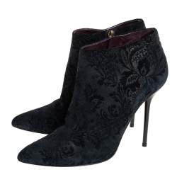 Pre Owned حذاء بوت كاحل غوتشي مزين سحاب سويدي أسود مقاس 38