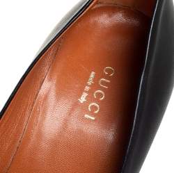 Pre Owned حذاء كعب عالي غوتشي جلد أسود نعل سميك مقاس 35.5