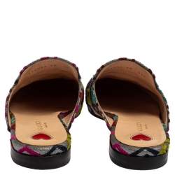 مملوكة مسبقًا Gucci Silver Fabric Embroidered G Princetown Mule Flats Size 38