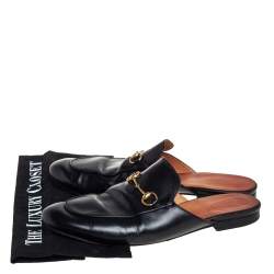 Pre Owned Gucci Black Leather Princetown Sandals Size 41