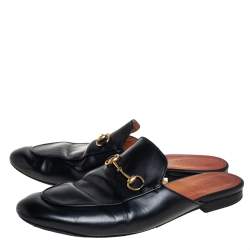 Pre Owned Gucci Black Leather Princetown Sandals Size 41