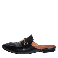 Pre Owned Gucci Black Leather Princetown Sandals Size 41