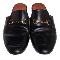 Pre Owned Gucci Black Leather Princetown Sandals Size 41