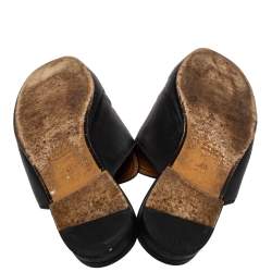 مملوكة مسبقًا Gucci Black Leather Rose Embroidered Princetown Flat Mules Size 40