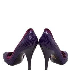 Gucci Purple Sequined Satin And Velvet Half D'orsay Pumps Size 38.5